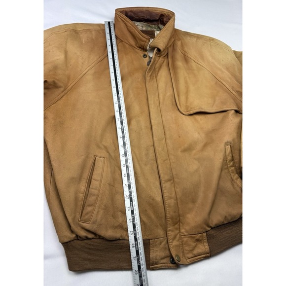 Marlboro Adventure Team Leather Jacket Mens L Montana Map Lining Bomber - Picture 8 of 16